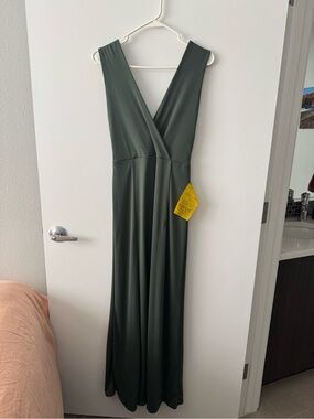 NWT Olive Green Semi Formal V-Neck Maxi Dress